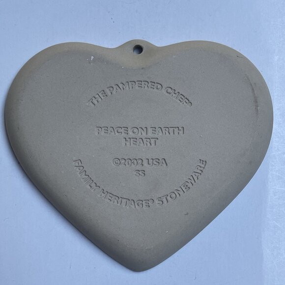 Pampered Chef Peace On Earth Heart 2002 Family Heritage Stoneware Cookie Mold - Picture 4 of 6